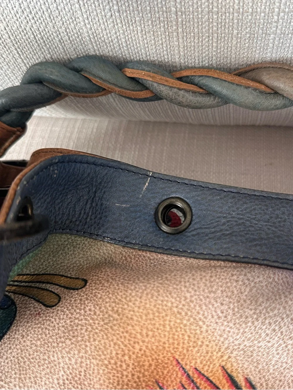 Anuschka Bags | Hand-Painted Peacock Braided-Handle Women's Shoulder Bag